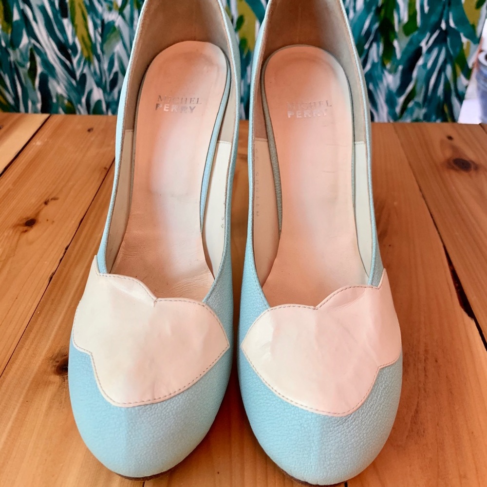 Sky Blue Cloud Michel Perry Pumps - Picture 3 of 7